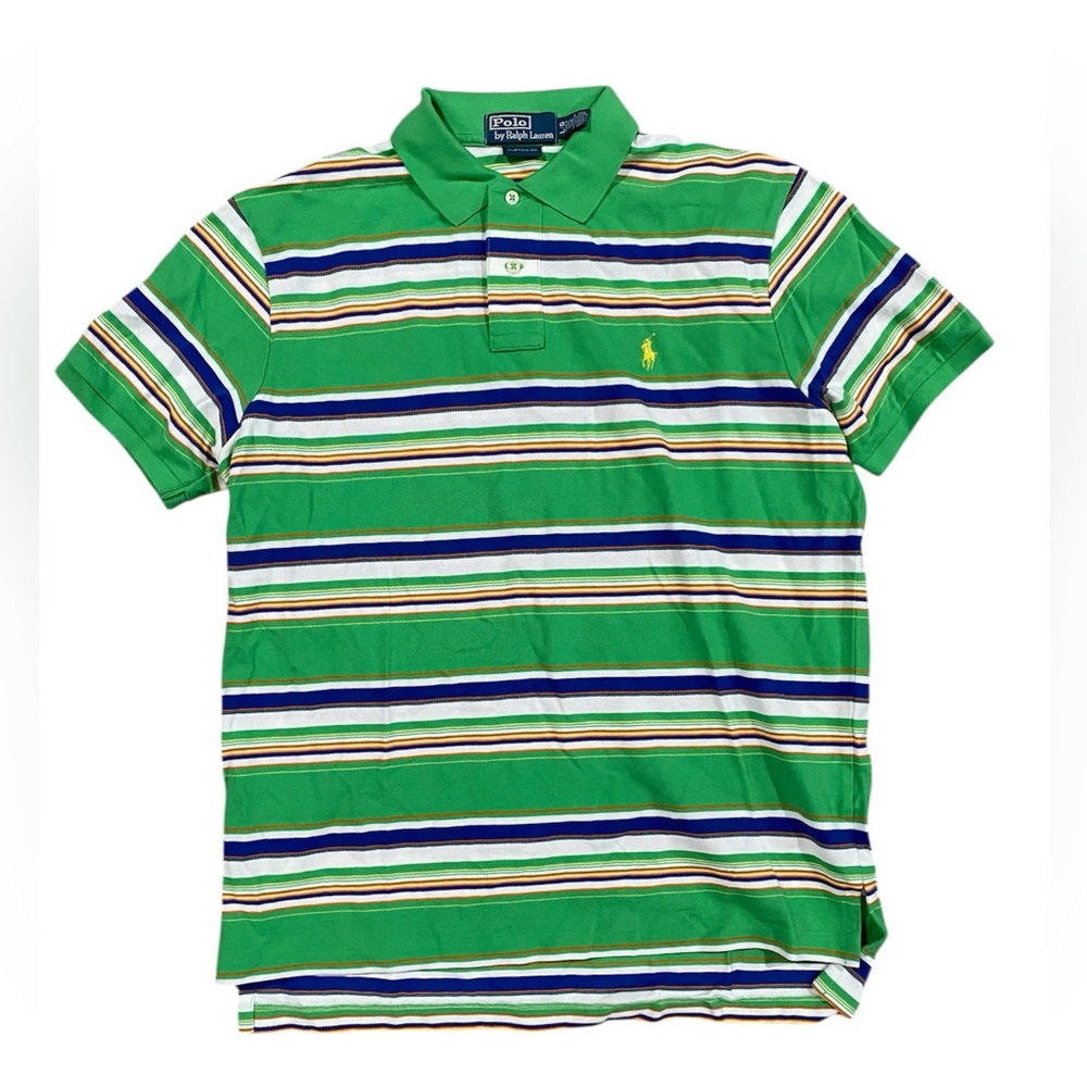 Polo by Ralph Lauren Multicolor Striped Polo Shirt Green Custom Fit